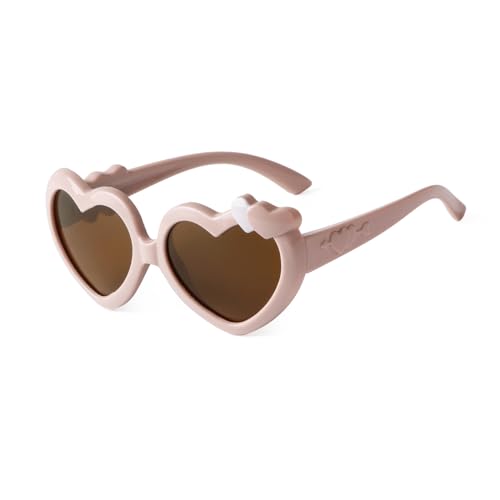 DQbhzh Pink Heart Sunglasses Kids Polarized Sunglass Girls Cute Cartoon Love Shaped Trendy Silicon UV Protection Childrens Sun Glasses Age 3-12