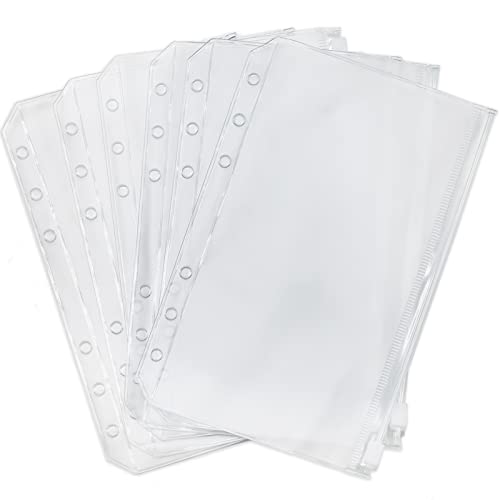 ZCYKJ 6 bolsas de plástico A6 con cremallera de presupuesto, tamaño A6, carpeta de plástico de 6 agujeros, carpetas con cremallera, impermeables, hojas sueltas, documentos, fotos, organizador de factu