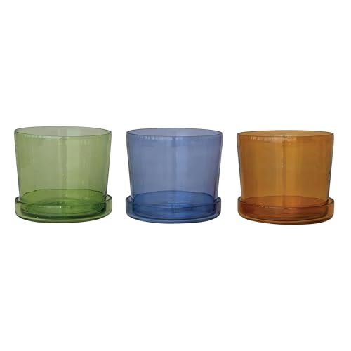 Creative Co-Op 3-Piece Hand-Blown Glass Planter...