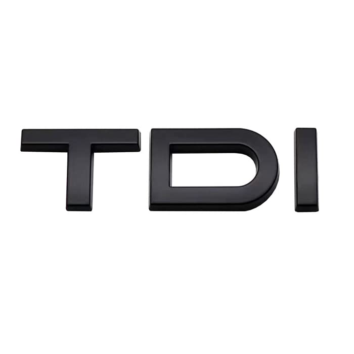 Emblema Adhesivo Plástico TDI, Insignia TDI Apto para Parte Trasera Autoadhesiva, Compatible con Golf VW Polo GTI Passat B5 B6 Touran, Metálico, Todas Las Letras en Color Negro