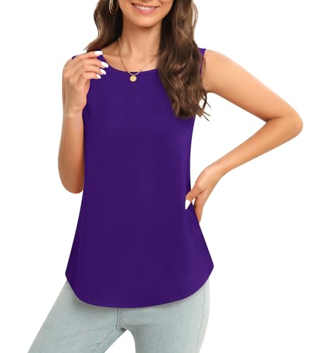 Image of Women's Sleeveless Chiffon Tank Top Business Casual Blouse Tunic Top