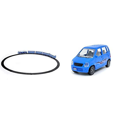 Image of Centy Toys Plastic Indian Passenger Train with Coaches & Railway Track, Pack of 19, Multicolour & Centy Toys Plastic Wagon-R Pull Back Car, Red