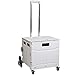 Household items Faltbarer Kunststoff-Einkaufswagen, Leichter Trolley, Picknick-Camper-Aufbewahrungsbox mit fahrbarem Aluminiumgriff, Weiß