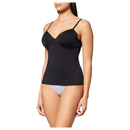Sassa Damen T-Shirt Unterhemd BH-Shirt m. Einlage vorgeformt, Schwarz (Schwarz 00500), 90B