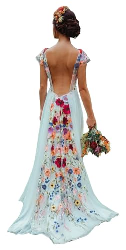 Women's 3D Flower Wedding Dresses 2025 Beach Bridal Gowns Tulle Prom Dress with Train Ball Gown