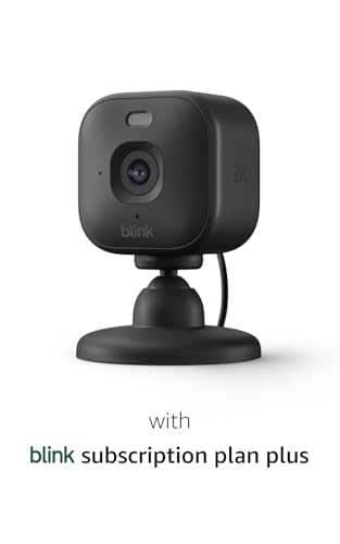 Image of Blink Mini 2K+ (newest model) with 1-Year Plus plan - Plug-in Home & Pet Security Camera with 2K video resolution, smart motion detection, works with Alexa - 1 camera (Black)