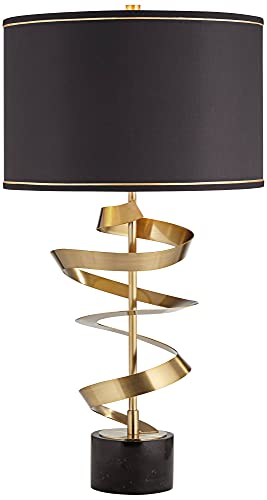 Lámpara de Mesa Twist Moderna 31" Oro Latón Mármol Negro miniatura 2