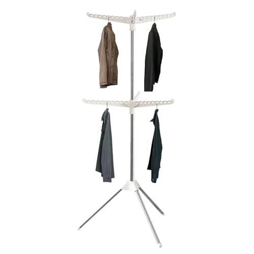 Zunishaone Cabellera de Soporte de trípode Airer - Diseño telescópico de Acero Inoxidable, 3 Brazos rotativos, Rejilla Dura Dura Plegable Espacio de lavandería en el hogar, Secado de apartamen