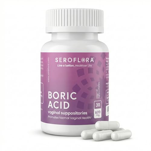 Seroflora Boric Acid 600mg Feminine Capsules, Feminine pH Support, Intimate Freshness for Women, Fast-Dissolving Capsules (30 Count)