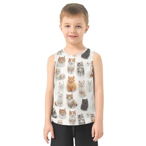 Boys Tank Top Shirts Cat Animal Cartoon Sleeveless T-Shirts Crew Neck for Kids Clothing Children2