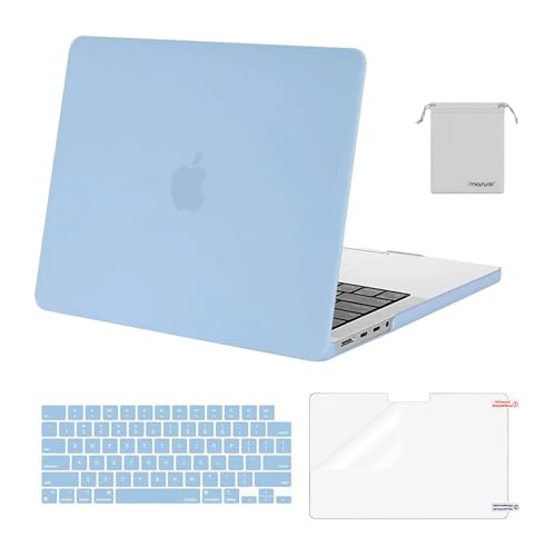 Image of MOSISO Compatible with MacBook Pro 14 inch Case 2025 2024 2023 2022 2021 M5 M4 M3 M2 M1 A3434 A3112 A3185 A3401 A2918 A2992 A2779 A2442, Hard Shell&Keyboard Cover&Screen Film&Pouch,Airy Blue
