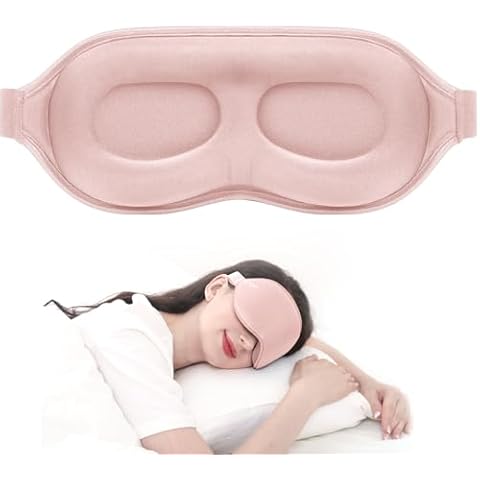 MZOO Luxury Pink Sleep Mask for Back and Side Sleeper, Completely Block Out Light Sleeping Eye Mask for Women Men, Zero Eye Pressure 3D Contoured Night Blindfold, Breathable & Soft Eye Shade Cover Cover