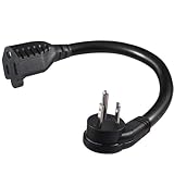 [1 Pack] Flat Plug Short Power Extension Cord - 6inch Black Low Profile Flat Head 3 Prong Grounded Indoor Extension Cord,16AWG 13amp Household Appliance Electrical Extension Cord with Flat Wall Plug