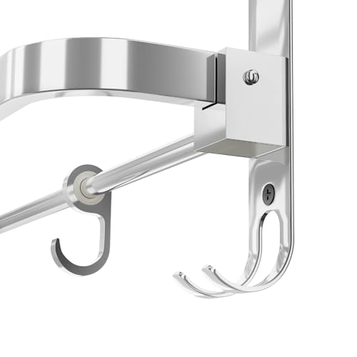 Image of Towel Rack for Bathroom, Shelf for Wall with Towel Hooks, Towel Rack, Kitchen Accessories Items Wall Mounted for Heavy-Duty Elegance (Chrome, 18 Inch)