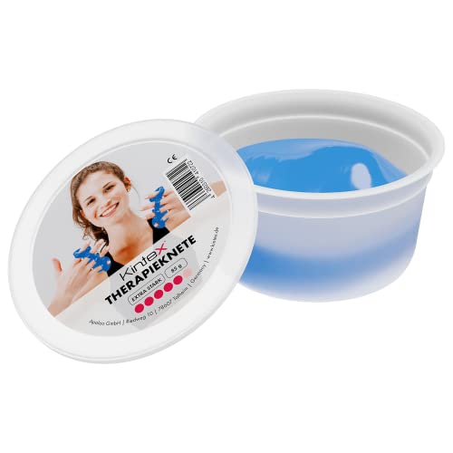 Kintex Therapieknete, 85 g, 6 Stärken, Handtraining, Hand Squeezer, Knete, Physio-Knete, Handtherapie (Blau)