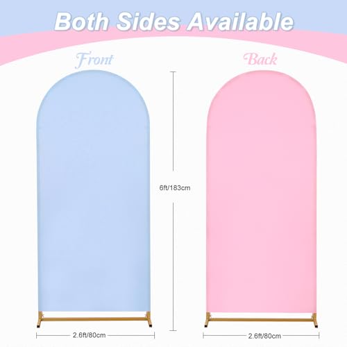 Image of Arch Cover 6ft Double-Sided Arch Backdrop Cover Spandex Wedding Arch Stand Cover for Party Birthday Baby Shower Bridal Gender Reveal Boy or Girl Decoration(Double Color,Pink&Blue)