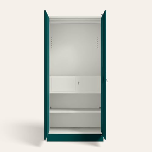 Image of Interio by Godrej Aceline 2-Door Digital Printed Steel Almirah | Textured Foliage Green Wardrobe for Clothes, 1-Year Warranty, 1 Full Locker, 2 Shelves