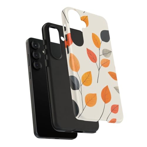 Coque Samsung S25 Plus haut de gamme mate rigide orange feuilles