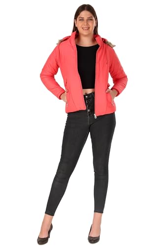Image of Brazo Girls and Women's Puffer Regular Fit Bomber Jacket For Winter Wear | Hooded Neck | Full Sleeve | Zipper | Casual Jacket For Woman & Girl | Western Stylish Jacket For Women
