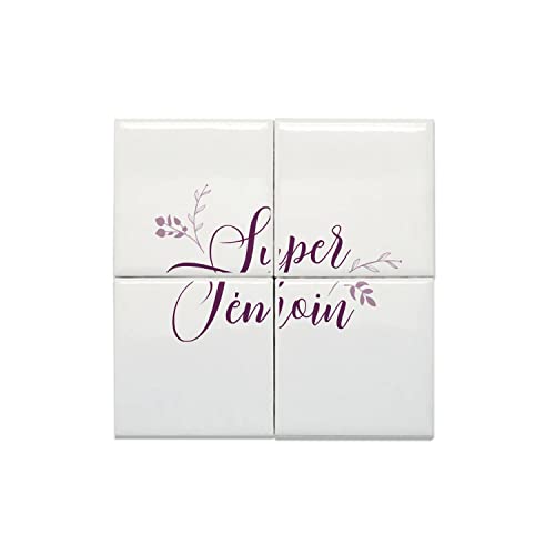 Carreaux Céramique Témoin Calligraphie Mariage 20x20 cm Lot de 4 Deco