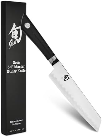 Shun Sora 6.5" Master Utility Knife, Handcrafted Japanese Kitchen Knife, VG10 Steel Edge and 420J Stainless Steel Blade, Balanced Handle, Precision and Sharpness for Professional and Home Chefs