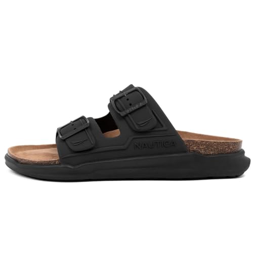 Image of Nautica Men's Sandals - Casual Slides with 2 Adjustable Buckle Straps and Cork Footbed for Ultimate Comfort and Style (Regular /Wide Width, Big Size)