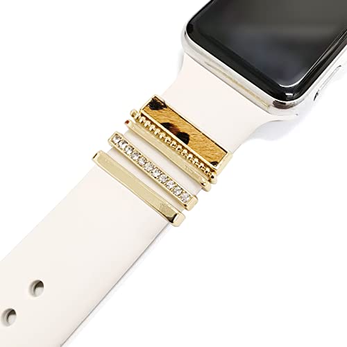 Image of 5Pcs Charms for Apple Watch band 41mm 45mm 40mm 44mm 38mm 42mm 46mm 49mm Women,Diamond+Metal Jewelry Decorative Ring For iWatch series 11 10 9 8 7 6 5 4 se 3 /2,Galaxy watch 7 /6 /5 /4,Strap Accessories