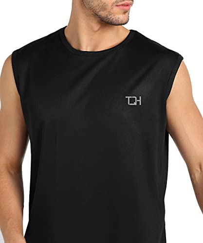 Image of TQH Sleeveless T Shirts for Men | Vest for Men | Tank Top Man | Sando for Man | Men's Sleeveless Gym Vest Round Neck Solid Casual T-Shirt for Workout Running Sports Beach