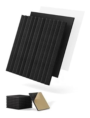 Topnaca Sound Proof Foam Panels for Walls Soundproof Dampening & Absorbing for Studio, 8 Pack Black Square Self-Adhesive MLV Acoustic Tiles Noise Cancelling & Soundproofing for Bedroom 12" x 12" x 1"