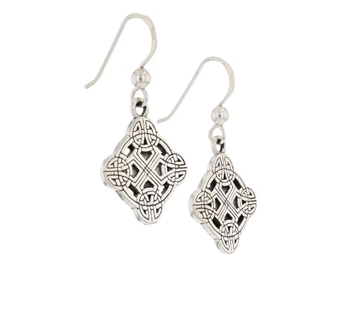 Celtic Irish Clonmacnoise Cross Sterling Silver Dangle Earrings2