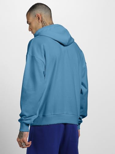 Image of Veirdo Polycotton Spun Oversized Fit Hooded Sweatshirt Full Sleeves Front Chest Graphic Printed Drop Shoulder Jumper Hoodie for Men (Sizes: S to 3XL)