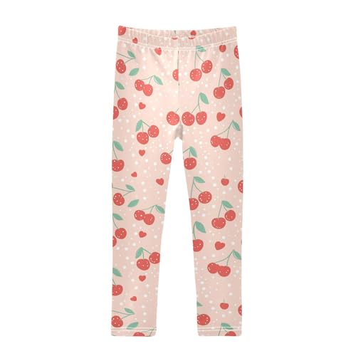 Vdsrup Girls Leggings Cartoon Spot Cherry Kids Length Leggings Pants Toddler Athletic Soft Tights Trousers 4T