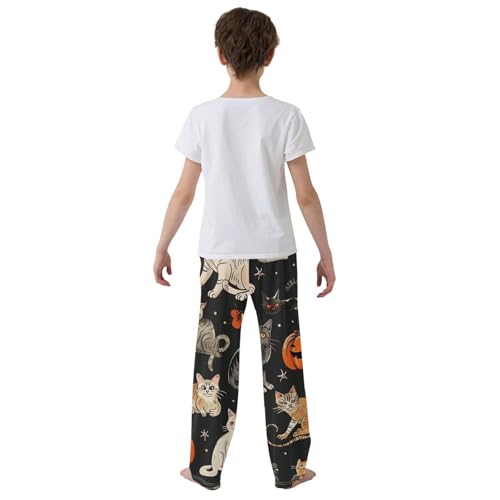 Halloween Kitten Cat Boys Long Pants Soft Trousers Elastic Waist Kids Lounge Bottoms with Pockets S-XL3