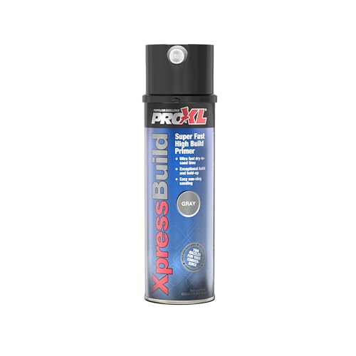 ProXL XpressBuild Super High Build Grey Primer Aerosol - 500 ml | Ultra Fast-Drying Grey Primer Filler | Fills Scratches & Sanding Marks | Excellent Adhesion on Metal & Plastic | Sandable in 20 Minutes | Vari-Nozzle Included