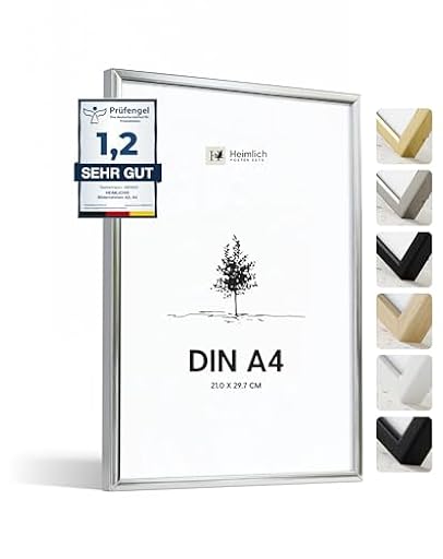 Heimlich® - Marco para fotos - A4 21 x 30 cm, aluminio metálico, plateado - Marco para documentos, certificados y diplomas con cubierta de plástico - Montaje en pared o sobremesa | Ya disponible en tu tienda friki favorita! En mundofriki.es!