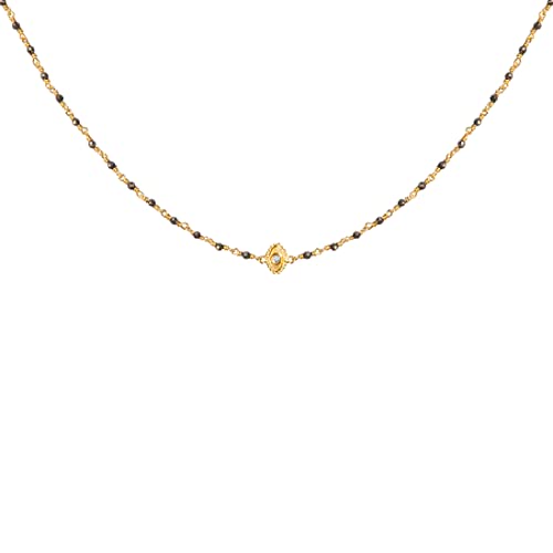 KARMA AND LUCK Women's Necklace – Chakra, Turquoise Enamel Evil Eye, Hematite, Pyrite, Pearl, Beaded OM – Spiritual Jewelry for Protection, Healing & Positivity