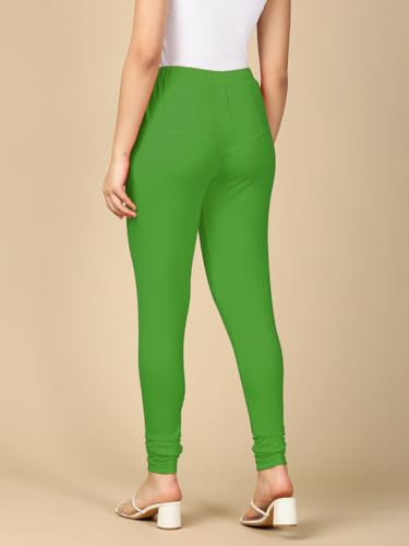 Image of Lux Cozi PYNK Solid Premium Cotton Lycra Churidar Leggings for Women | Regular Fit Elastic Waist Full Length Women Leggings | Free Size