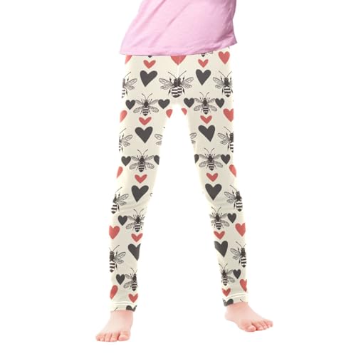 CaTaKu Girls Leggings Bee and Hearts Leggings for Girls Kids Athletic Workout Yoga Pants Size 4t2