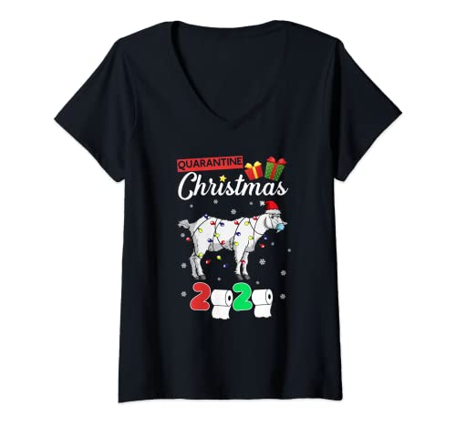 Mujer Goat Face Mask | Goat Farm Family Quarantine Christmas 2020 Camiseta Cuello V