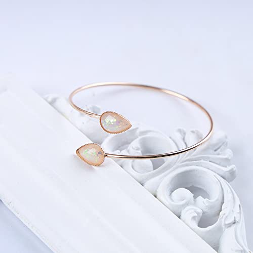 Iaceble Boho Opal Thin Bangle Bracelet Teardrop Opal Cuff Bangle Vintage Gemstone Cuff Bracelets Adjustable Open Bangle Bracelet Jewelry For Women And Girls #TOP1
