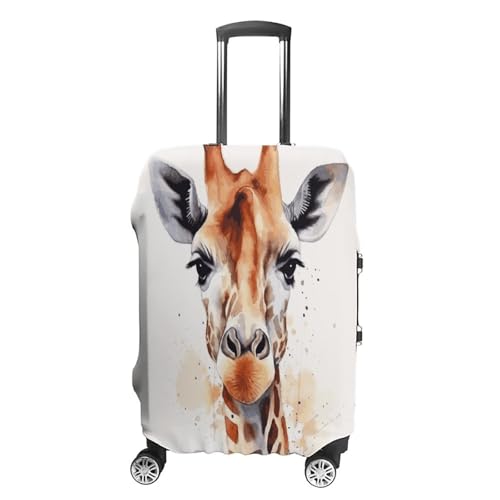 Housse de bagage girafe blanche en polyester élastique lavable Taille S
