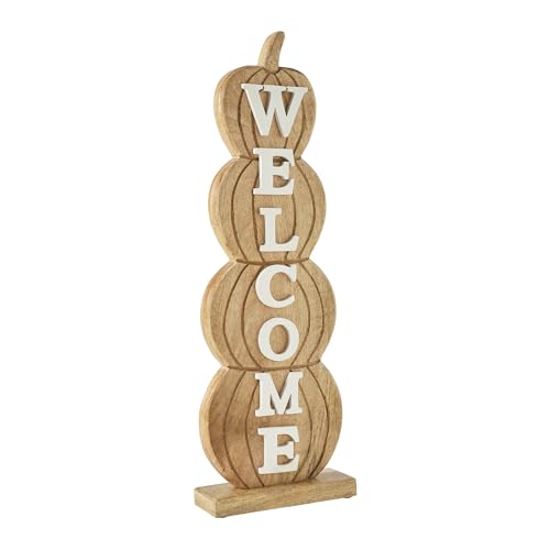 VHC Brands Tropical Wood Pumpkin Stack Welcome Wooden Sign Large 24.5x8.25x3, Fall and Thanksgiving Home Decor for Tables and Shelves, Indoor Decorations for Tabletop - Image 4