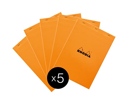RHODIA 18200C, Stapled Notepad N°18 Orange, A4, Small Squares, 80 Detachable Sheets, 80G Clairefontaine Paper - Image 3