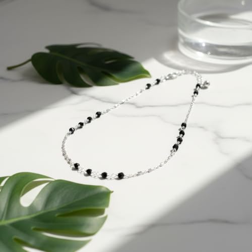 Image of OVANA 925 Sterling Silver Evil Eye Anklet for Women & Girls | Hallmarked 92.5 Pure Silver | Swarovski Evil Eye Bead | Adjustable Chain | Hypoallergenic | Gift for Birthday, Anniversary & Festivals
