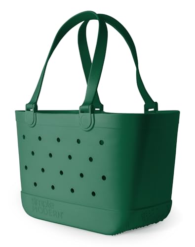 Modern Beach Bag Rubber Tote | Waterproof Large Tote with Zipper Pocket for Beach and More