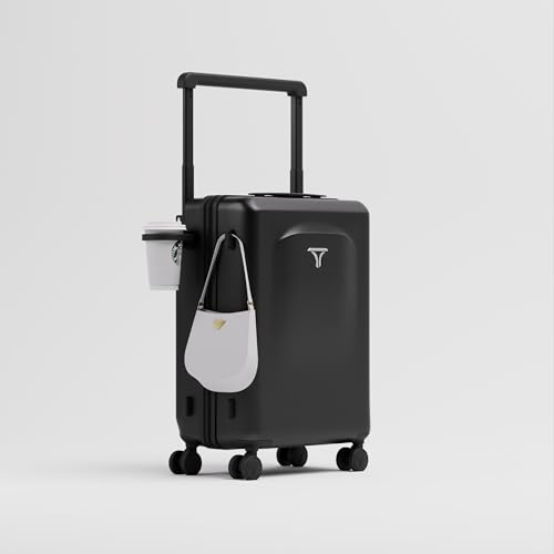Image of Carry-on PRO (56cm) Cabin Trolley Bag & Free Backpack, Laptop Stand, Combination Lock, Phone Stand, Cup Holder, 8 Lockable Wheels, Polycarbonate Hard-Shell (T6 Standard, Space)