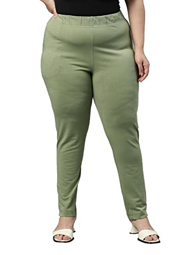 Image of GO COLORS Women Solid Dusty Green Mid Rise Regular Fit Cotton Kurti Pants