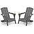 Folding Adirondack Chair Wood Texture 2 Pack, HDPE All-Weather Fire Pit Chairs, Plastic Adirondack Chairs with 2 Cup Holder, Outdoor Lawn Chair for Patio Garden (Grey)