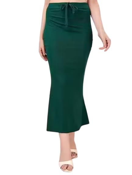 Women's Mermaid Fit Maxi Skirt, Green, Soft Stretchable Fabric, Adjustable Waist Tie, Casual Wear-picture-19