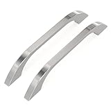 LONTAN 10 Stück Schrankgriffe Silber Glänzend, 128mm Lochabstand Griffe für Küchenschränke, Aluminium Griffe Möbel, Moderne Nahtlos Gebogene Möbelgriffe für Schubladen und Kleiderschrank
